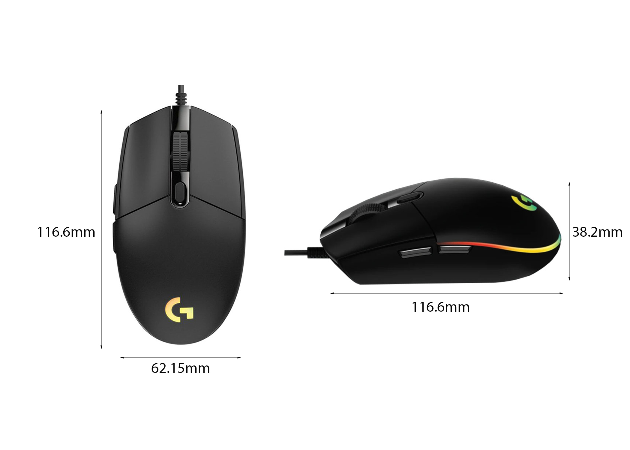 Chuột có dây game Logitech G102 Gen2 Black (USB/RGB/Đen)