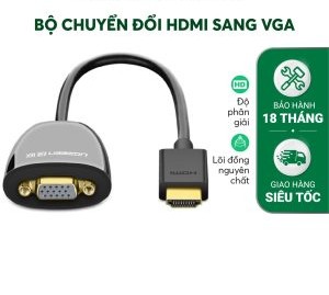 Bộ chuyển đổi HDMI sang VGA UGREEN MM102 Không có Audio, độ phân giải 1920*1080 60Hz (Max) dài 16cm