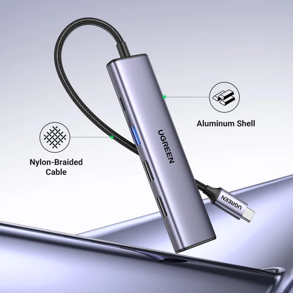 Hub chuyển đổi Type C Ugreen 15495 – HDMI 4K@30Hz, USB 2.0, USB 3.0, Sạc PD 100W
